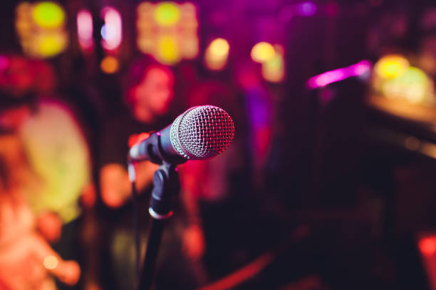 Microphone. Microphone close-up. A pub. Bar. A restaurant Classical music Music